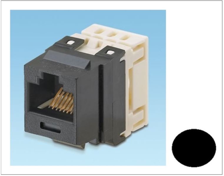 NKP5E88MBL-Q, Panduit Netkey CAT5E, Modular Jack, RJ45- Black (MOQ: 25; Increment of 25)