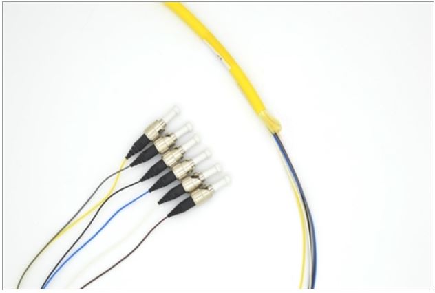 PT6-SM-ST-3M Fiber Optic Pigtail: 6 Strand ST, Single-Mode OS2, 3 Meter