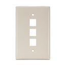 41091-3TN LEVITON Wallplate, QuickPort, Midsize, Single-Gang, 3 Ports, Lt. Almond