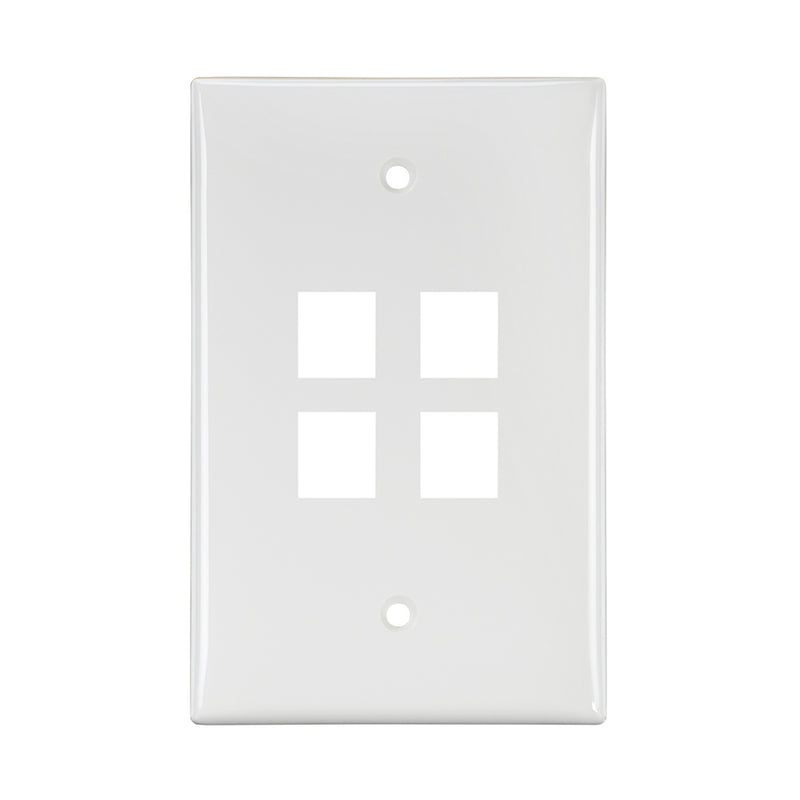 41091-4WN LEVITON Wallplate, QuickPort, Midsize, Single-Gang, 4 Ports, White