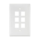 41091-6WN LEVITON Wallplate, QuickPort, Midsize, Single-Gang, 6 Ports, White