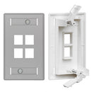 42090-4GS Faceplate, Leviton QuickPort QuickPlate, 4 Port, Gray