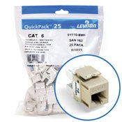 Leviton 61110-BI6 CAT6 RJ45 QuickPort eXtreme Jack Module, Ivory, 25 Pack