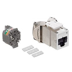 6ASJK-SW6 LEVITON Modular Jack, Shutter, QuickPort Atlas-X1, CAT6 Shielded, White