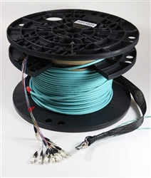 Non-Armored OM3 12 Fiber Pre-Terminated Fiber Optic Cable, Indoor/Outdoor, Plenum