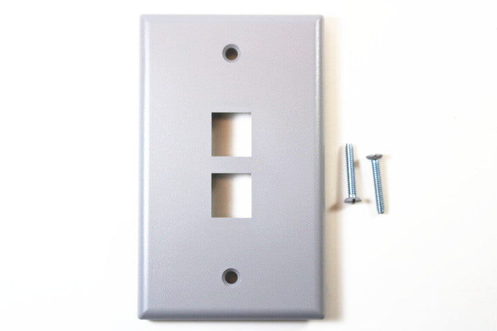 Leviton 41080-2GP QuickPort Faceplate, Gray, 2 Port