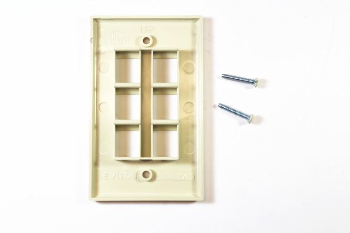 Leviton 41080-6IP QuickPort Faceplate, Ivory, 6 Port