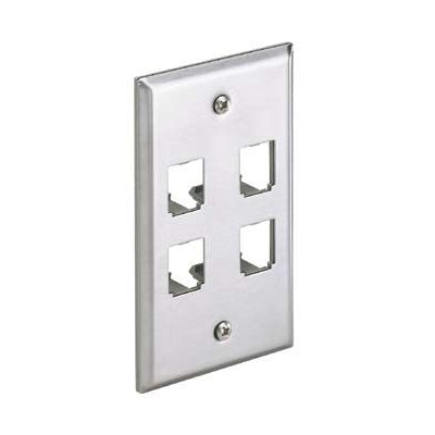 Panduit CFP4SY Mini-Com 4 Port Faceplate, Stainless Steel