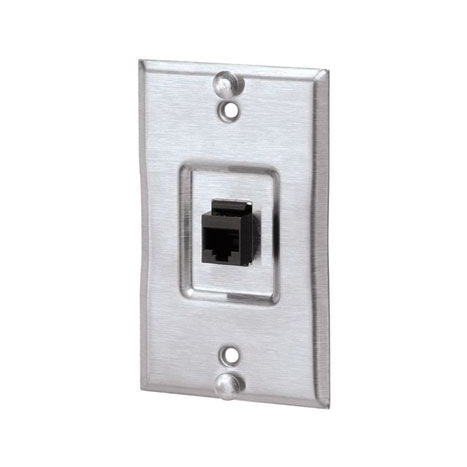 Panduit KWP5EY Mini-Com CAT5e RJ45 Wall Phone Faceplate, Stainless Steel