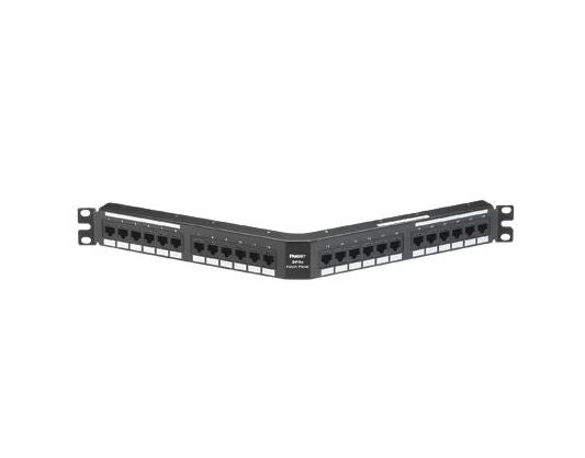 NKA5EPPG24Y, Panduit Netkey CAT5E, Patch Panel, Angled 24 Port, Rack Mount (MOQ: 1; Increment of 1)