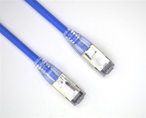 RJ86A-MINI-PL-BU MINI PATCH CABLE: Mini CAT6A RJ45 Shielded Plenum - Blue