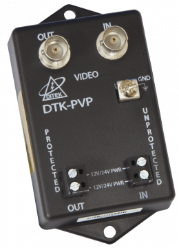 DTK-PVP27B Ditek Fixed Camera Protection, 12/24VDC Power - BNC Coax Video In/Out, 2.8V clampSupports HD-CVI, AHD, HD-TVI